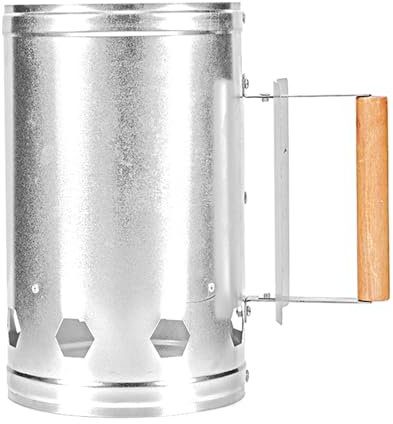 Avejjbaey Grillkohle-Kaminanzünder, Edelstahl, Schnellfeuer, Anzünder, Eimer mit Holzgriff, Grillanzünder