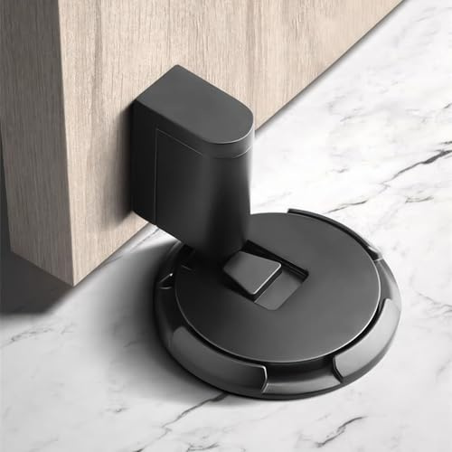 Mechanischer Türstopper ohne Bohren - Windfester Türhalter mit Drucktechnik, selbstklebend & höhenverstellbar, Türpuffer aus Zinklegierung für Home/Office (Grau)