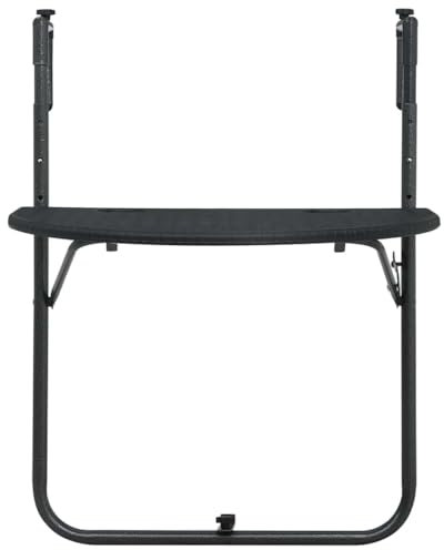 Eleganz Balkon-Hängetisch Schwarz 60x64x83,5 cm - Kunststoff Rattan-Optik mit Stahlrahmen - Langlebig & Wetterfest - Perfekt für kleine Balkone & Terrassen