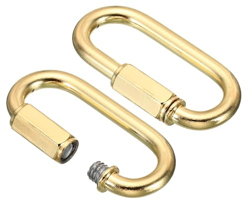PATIKIL 2 Pack 5mm Maillon Rapide en Cuivre Oval Anneau À Clip Ton Laiton | Connecteur De Chaîne À Verrouillage Vis, Pour Lustre Sac À Dos Tente, 88 lbs