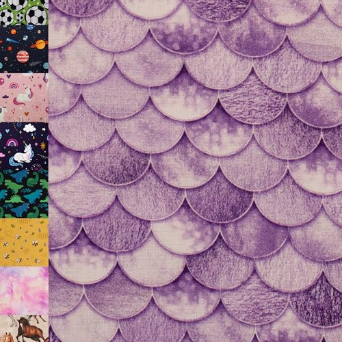 MAGAM-Stoffe Niklas Kinder Baumwollstoff ÖKO-TEX Meterware ab 50cm (Meerjungfrau flieder lila)