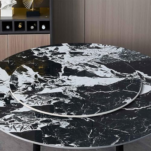 Decmiroor Hogar Plato Giratorio de Mármol, Cocina Bandeja Giratoria de Servicio, 60cm-100cm Silencioso Placa Giratoria de 360° Bandeja de Servicio para Mesa de Comedor(Black,80 * 80cm)