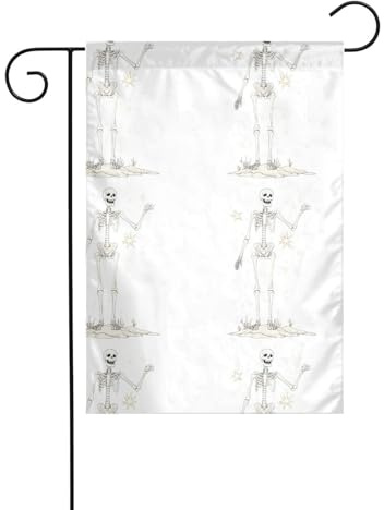 YYHWHJDE Skeleton man who loves stars Prints Garden flagpole outdoor courtyard decoration fashion 12x18in ﻿