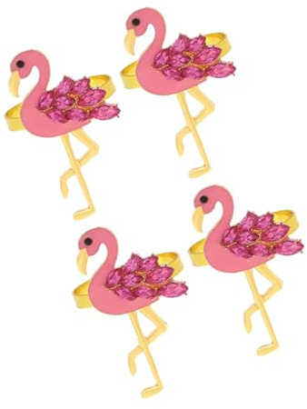 FUNOMOCYA 4 Piezas Anillos de Servilleta de Flamenco Rosa de Soportes de Servilleta de Aleación para Fiestas y Reuniones Familiares Decoración de Mesa Elegante y Funcional
