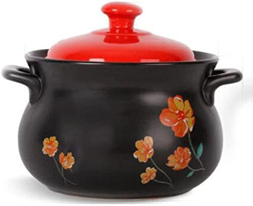 Cazuela de cerámica, Olla de Barro, Olla para estofado, Olla de cerámica para Sopa, Olla para Sopa de Azulejos, Olla para Sopa de Gas Resistente a Altas temperaturas para Uso doméstico