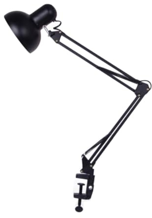 WOONEKY Lámpara de Escritorio Negra Brazo Oscilante Flexible y Abrazadera, Metal, sin Bombilla, Adecuado para Oficina y Hogar