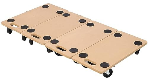Kraftig rullvagn i trä – 4-pack multifunktionell utrustningshållare, stöder upp till 226 kg, perfekt för verktyg, lådor och mer, hållbar och mångsidig design