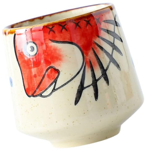 ERINGOGO Taza de té de cerámica de estilo japonés, pintada a mano, sin asa, para sushi, restaurantes y oficinas, adecuada para el calor, apta para lavavajillas, porcelana para té y sake