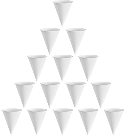 Angoily Vasos de Papel Cónicos 3.7 Oz 250 Unidades, Biodegradables, para Bebidas Frías y Calientes, Vaso de Agua y Café Desechable para Fiestas y Uso Diario
