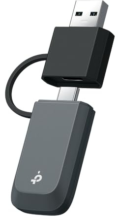 TP-Link BE6500 - Adaptador USB inalámbrico de Tres Bandas Wi-Fi 7 - Archer TBE400U | Tecnología Wi-Fi 7 | Soporta múltiples Enlaces | Diseño USB-C/USB-A | Seguridad Avanzada WPA3 | USB Super Speed