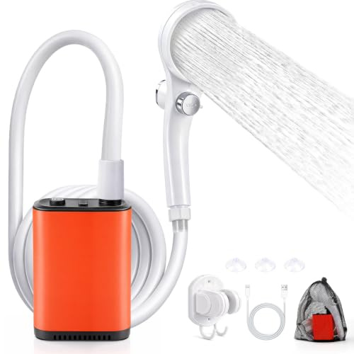 WYRIAZA Campingdusche, Camping Dusche mit Pumpe Campingdusche mit Akku, Tragbare Mobile Outdoor Portable Camping Shower Perfekt zum Wandern, Reisen, Gärtnern und Autowaschen