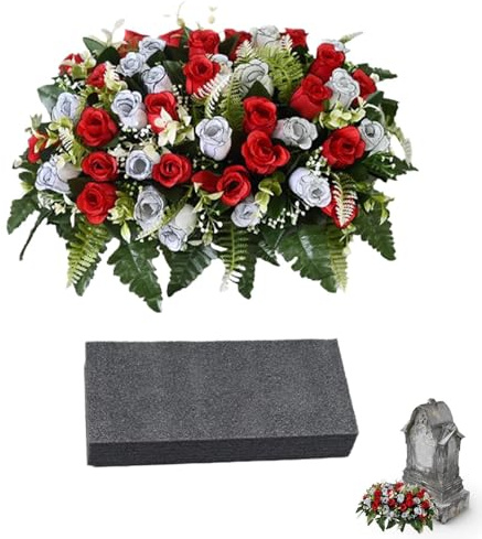 Fiori artificiali per cimitero, decorazione artificiale per esterni, resistenti agli ultravioletti, fiori di sella tombale, per pietra tombale, bara, corone funerarie, giardino, terrazza feste