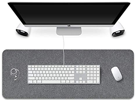 FireBee Extended Gaming Mouse Pad Non-Slip Desk Pad Protector Office Writing Mat Felt Base 0.12 Inch Thick (Gray)