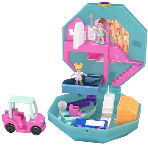 Polly Pocket Coffret Univers​ Journée au Spa, 2 Mini-Figurines, Accessoires, Autocollants et Surprises cachées, Jouet Enfant, édition 2019, GDK81
