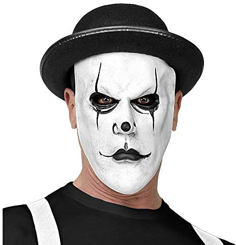 W WIDMANN MILANO Party Fashion 03294 - Halbmaske Harlekin mit Melone, Halloweenmaske, Latexmaske, Pantomime, Horror Clown, Accessoire, Halloween, Karneval, Mottoparty