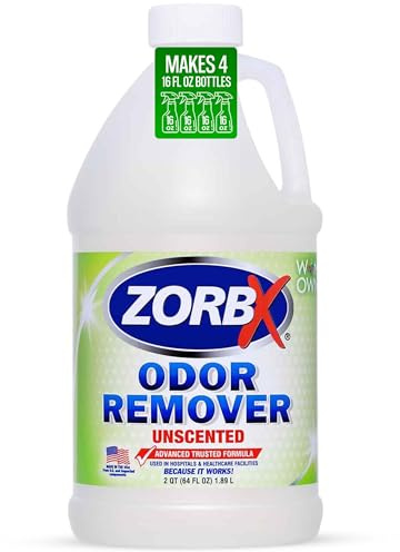 ZORBX Unscented Odor Eliminator for Strong Odor 64 oz - Used in Hospitals & Healthcare Facilities - Advanced Trusted Formula, Fast-Acting Odor Remover Spray for Dog, Cat, House & Carpet