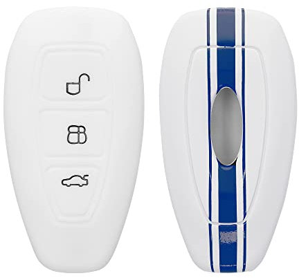 kwmobile Custodia Coprichiave Compatibile con Ford con 3 tasti Keyless Go Cover - Copritelecomando Chiave Auto - Copri Chiavi Macchina Strisce Rally