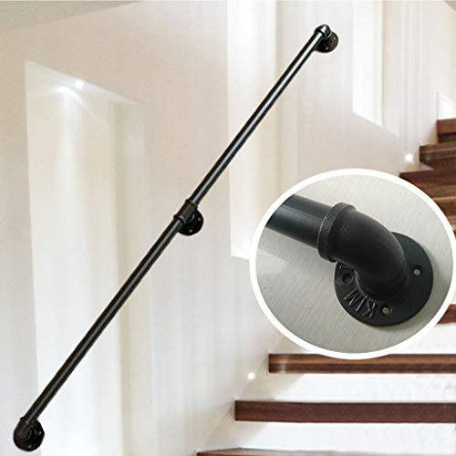 Stair Handrail Select Your Size - 30~300cm Safety Staircase Rail Wall Handrail with Wall Mount Supports for Balcony, Stairs or Parapet