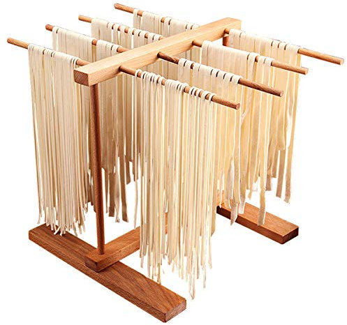 Gekufa Pasta Drying Rack Collapsible | Household Spaghetti Noodle Dryer Stand for Drying Pasta and Cooking | Pasta Tree with 8 Arms | Beechwood