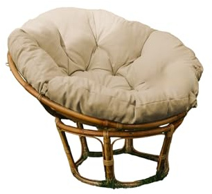 chilly pilley Papasansessel Rundkissen RundRattansessel Auflage Sesselkissen Gartenkissen Sitzkissen Garten Kissen Gesteppt mit Schlaufen (50 cm, Creme)