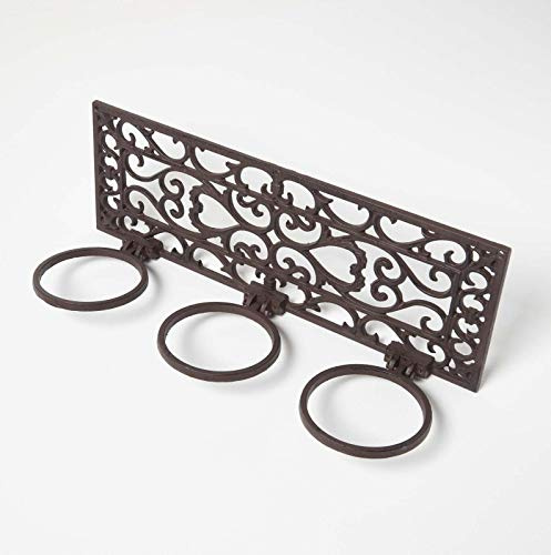 HOMESCAPES Rustikaler Wandhalter für Blumentöpfe im Vintage-Stil 51 x 18 cm, Blumentopf-Wandhalterung für 3 Töpfe