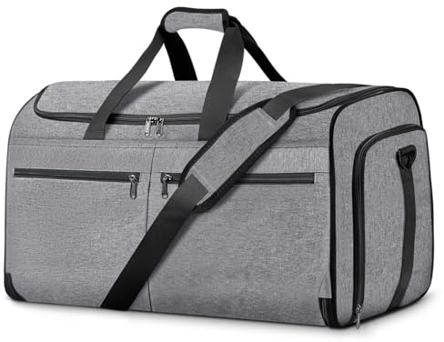 Carry on Kleidersack für Geschäftsreisen, Bukere wandelbare Reisetasche mit Schuhfach, wasserabweisend, 2-in-1 Weekender Anzug Tasche für Männer Frauen, grau, Kleidersack für Reisen