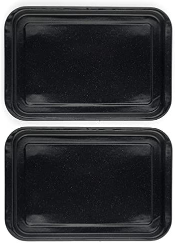 Russell Hobbs COMBO-8316A Baking Tray Set of 2 - Vitreous Enamel Coated Steel Oven Tin, Easy Clean, for Roasting/Baking, Cookies, Durable Flat Baking Pan, Romano Collection, Black, 36 cm