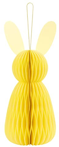 XL Osterhase Ostereier Deko Ostern Wabenball Wabenbälle aus Pappe Bunte Osterdeko zum Hängen oder Stellen Gelber Osterhase, 30cm groß