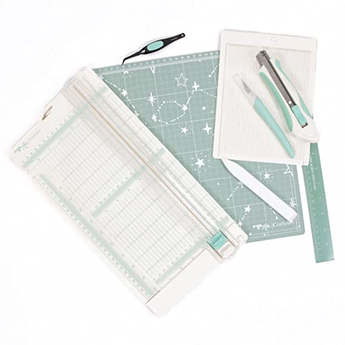 Craftelier - Scrapbooking and Crafting Starter Kit | Includes Cutting Base, Metal Ruler, Scalpel, Cutter, Pro Shears, Folding Box, Mini Marking Board and Precision Tweezers.