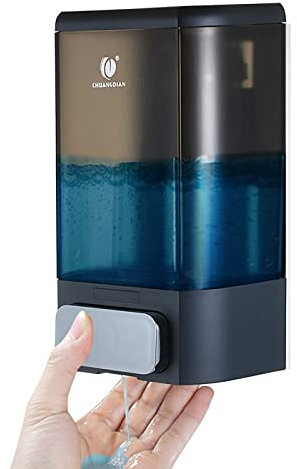 CHUANGDIAN 1000 ml Seifenspender Wandbefestigung ohne Bohren, Shampoo, Spülung, Duschgel, Handwäsche,Spülmittel, Nachfüllbare Transparente Flaschen, Manuelles Pressen, Grau