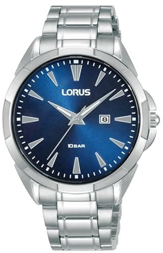 Lorus Women's Analogue Watch with Date, Stainless Steel Band & Blue Dial RJ257BX9