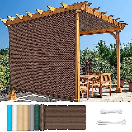 GUOJUN Balkon Sichtschutz Balkonabdeckung 80 x 400 cm Sonnenschutz atmungsaktiv Balkon Sichtschutz Bespannung mit Kabelbinder Ohne Bohren für Balkongeländer Garten, Braun