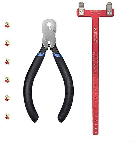 Bow String Nocking Points Pliers Strings Knock Set, Archery T Square Bow Ruler & Nocking Buckle Pliers Set for Compound Recurve Bow, Red