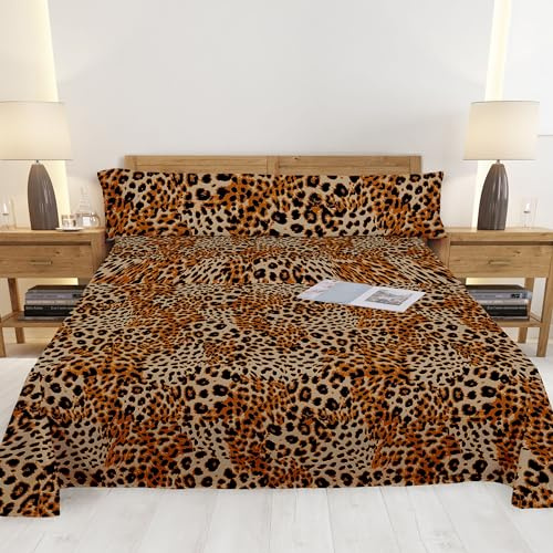 Dalina Textil - Juego Sábana Cama 150- Juego de Sábanas para Cama 3 Piezas, Bajera Ajustable 150x190, Encimera 230x260, 1 Funda Almohada 45x170 (Cama de 150x190cm Estampado)