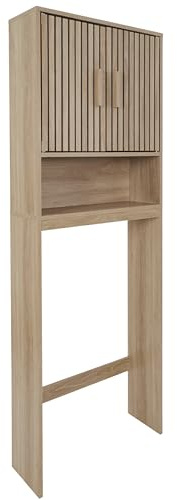 HOME DECO FACTORY Meuble WC Klaus en Bois Salle de Bain Marron | Bois d'ingénierie, meuble WC Klaus, design élégant et pratique, salle de bain, colonne de rangement, marron