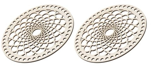 QUARKZMAN 2pz Base Inferiore Legno Borsa Lavori Maglia Uncinetto Cestino Stoccaggio Filato Intrecciato Artigianato Cestino Rotondo Legno