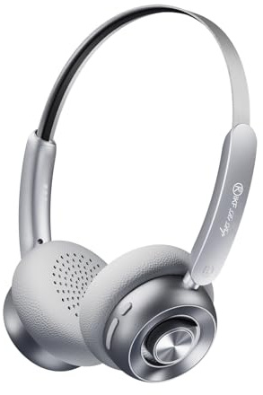 iKF R1 Pop Kabellose Retro-Kopfhörer, Bluetooth On-Ear-Kopfhörer mit ENC klaren Anrufen, 75 Stunden Spielzeit, Geräuschisolierung, EQ-Modi, Setero-Sound, Transparenzmodus für PC/Phones(Silber)
