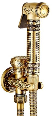 NSTVVEE Kit de pulvérisateur de Bidet de Toilette à Main, Douche de Bidet Vintage pour pulvérisateur de Bidet de Toilette, Montage Mural, Chasse d'eau pressurisée en cuivre, rétro, sans va