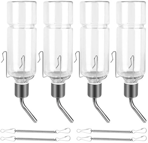 4 Stück automatische Hängflaschen für Kaninchen und Meerschweinchen, 350 ml Nagertränke ohne Tropf - Chinchillas, Hamster