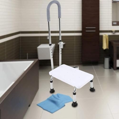Tabouret marchepied de sécurité avec main courante, tabouret marchepied de baignoire réglable en hauteur, tabouret marchepied médical antidérapant, aide à la mobilité sous la douche pour les personnes