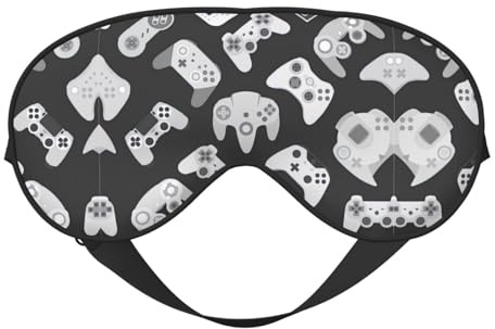 Augenmaske mit Game-Controller-Druck, weich, verstellbar, Verdunkelung, Seide, leichtes Augenband für Männer und Frauen