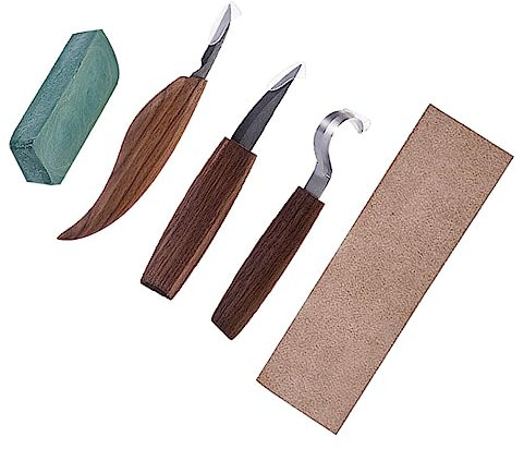 KONTONTY Holzschnitzwerkzeug-set 5-teilig Meißel-set Holzgriff Für Weichholzschnitzerei