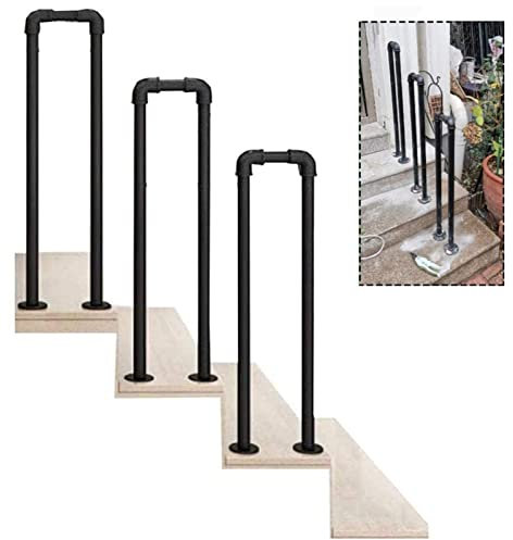 Handlauf Geländer Treppengeländer für Außenstufen, Übergangshandlauf für Betonstufen oder Holztreppen, passend für 1 Stufe, Handlaufpfahl für die Veranda, für Terrassenbeläge, Gartenterrasse