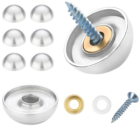 Ctyjia 8 Piezas Tornillos para Espejo, Clavos de Publicidad con Tapas Decorativas de 20 mm - Redondos para Letreros