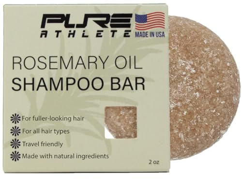 Pure Rosemary Natural Shampoo Bar - Volumizing, Strengthening, Thickening Solid Hair Growth Soap, Made in USA with Rice Protein, Caffeine, Castor Oil, and Ginger, Organic for Women, Men