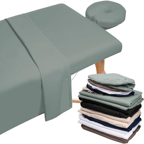 Lot de 6 draps en microfibre pour table de massage - 6 couleurs - Ensemble de 3 pièces comprenant un drap plat de massage, un drap-housse et une housse pour repose-visage de massage - Résistante aux