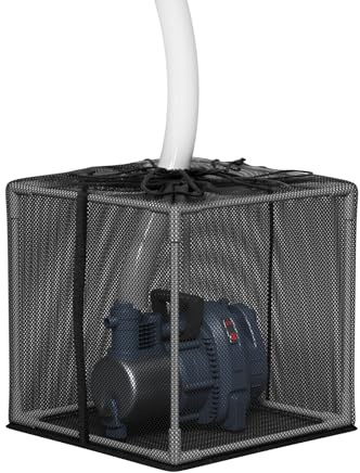 Awvlvwa Teichpumpen-Filtertasche – Netz-Anti-Verstopfungs-Würfel-Barriere-Box mit verstellbaren Riemen, große Pump-Barriere-Tasche, Box-Korb für Wasserteiche, Filter im Freien (25,4 cm x 1 Stück)