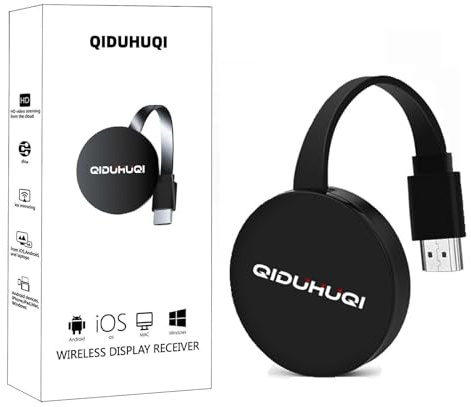 4K Wireless Miracast Dongle, Pantalla Inalámbrica Soporte Miracast, Compatible con iPhone/iPad/Android/iOS para TV/Monitor/Proyector, Soporta Miracast, DLNA, Airplay (Negro Mate)