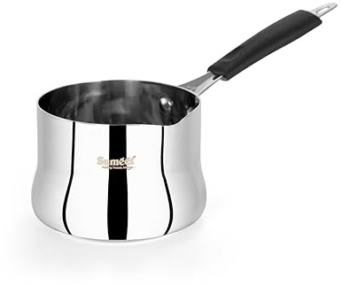 Sumeet ISI Certified Stainless Steel Heavy Gauge Coffee/Tea Maker, Milk Warmer Pot with Even & Faster Heating, Food Safe, Durable, Easy to Pour - Induction & Gas Stove Ready - 11cm, 800ml, Silver