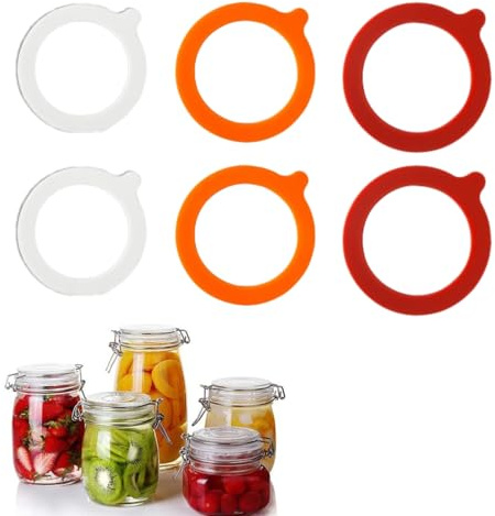 VYNZOR 6 Pcs Junta de Silicona de Repuesto,sellos de silicona,Junta de Goma Hermética reutilizable para Tapa de Tarro Mason,Gomas para Tarros de Cristal Sellos de Goma Reutilizables A Prueba de Fugas